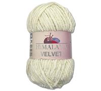 Wohnkult Himalaya 90008 - Laine Velvet Dolphin - 100 g - 40 couleurs au choix - Fil chenille à tricoter - Pelucheux et brillant - Pour accessoires, vêtements et couvertures - Vanille