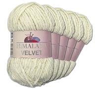 Wohnkult Himalaya - 90008 - Lot de 5 pelotes de laine à tricoter - 100 g - 40 couleurs au choix - Veloutées, pelucheuses et brillantes - Pour accessoires, vêtements et couvertures - Vanille