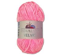 Wohnkult Himalaya 90009 - Laine Velvet Dolphin - 100 g - 40 couleurs au choix - Fil chenille à tricoter - Pelucheux et brillant - Pour accessoires, vêtements et couvertures - Rose