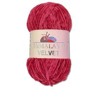 Wohnkult Himalaya 90010 - Laine Velvet Dolphin - 100 g - 40 couleurs au choix - Fil chenille à tricoter - Pelucheux et brillant - Pour accessoires, vêtements et couvertures - Fuchsia