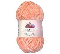 Wohnkult Himalaya 90023 - Laine Velvet Dolphin - 100 g - 40 couleurs au choix - Fil chenille à tricoter - Pelucheux et brillant - Pour accessoires, vêtements et couvertures - Pêche