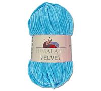 Wohnkult Himalaya 90027 - Laine Velvet Dolphin - 100 g - 40 couleurs au choix - Fil chenille à tricoter - Pelucheux et brillant - Pour accessoires, vêtements et couvertures - Bleu clair