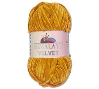 Wohnkult Himalaya 90030 - Laine Velvet Dolphin - 100 g - 40 couleurs au choix - Fil chenille à tricoter - Pelucheux et brillant - Pour accessoires, vêtements et couvertures - Moutarde