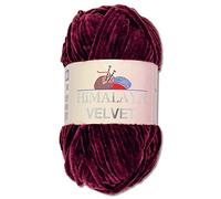Wohnkult Himalaya 90039 - Laine Velvet Dolphin - 100 g - 40 couleurs au choix - Fil chenille à tricoter - Pelucheux et brillant - Pour accessoires, vêtements et couvertures - Aubergine