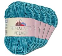 Wohnkult Himalaya - 90041 - Lot de 5 pelotes de laine à tricoter - 100 g - 40 couleurs au choix - Veloutées, pelucheuses et brillantes - Pour accessoires, vêtements et couvertures - Bleu pacifique