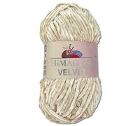 Wohnkult Himalaya 90042 - Laine Velvet Dolphin - 100 g - 40 couleurs au choix - Fil chenille à tricoter - Pelucheux et brillant - Pour accessoires, vêtements et couvertures - Beige