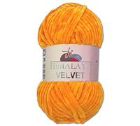 Wohnkult Himalaya 90068 - Laine Velvet Dolphin - 100 g - 40 couleurs au choix - Fil chenille à tricoter - Pelucheux et brillant - Pour accessoires, vêtements et couvertures - Orange