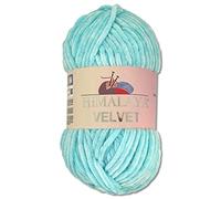 Wohnkult Himalaya - 90006 - Laine Velvet Dolphin - 100 g - 40 couleurs au choix - Fil chenille à tricoter - Pelucheux et brillant - Pour accessoires, vêtements et couvertures - Bleu bébé