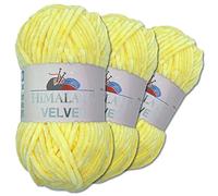 Wohnkult Himalaya - Velvet Dolphin - Lot de 3 pelotes de 100 g de laine - 40 couleurs au choix - Fil chenille à tricoter - Pour accessoires, vêtements et couvertures - 90002, Soleil