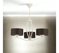 Wohnliche Plafonnier Tissu Abat-Jour en Blanc Marron Ø66cm Deckenleuchte Salon