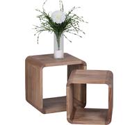 Wohnling Acacia massif Table d'appoint 2 pièces Cubes Étagère cube WL1.540