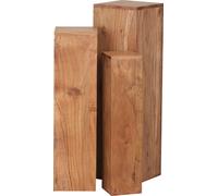Wohnling Acacia massif Tables d'appoint, lot de 3, colonne ; WL1.567