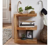 WOHNLING Acacia table d'appoint en bois ""E"" Cube 44x 30 x 60 cm étagère Cube Nouveau