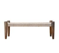 WOHNLING Banc 120 x 41,5 x 43 cm Jute Bois Massif Mangue Marron Fait Main