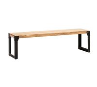 WOHNLING Banc 160x40x45 cm Acacia Massif Métal, Banc de Table Industriel | banc de salle à manger sans dossier, banc de cuisine pieds stables en métal, pièce unique