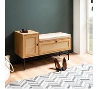 Banc de Rangement à Chaussures - WOHNLING - 100 cm - Chêne - Tiroir et Porte - Design Contemporain