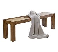 WOHNLING Banc Mumbai 140x35x45 cm Bois Massif Sheesham Naturel | banc de table au style campagne 4 pieds, banc en bois pour table à manger et entrée, pièce unique, banc de cuisine massif
