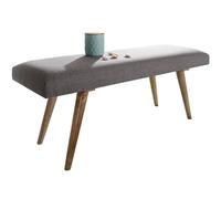 WOHNLING Banc SALIM Bois Massif Banc Gris 117x51x38 cm dans Un Style rétro | 2 couloirs rembourrés Banc en Tissu rembourré Salle à Manger Marron | Petit Banc de lit en Coton | Plancher