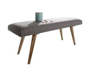 WOHNLING Banc SALIM Bois Massif Banc Gris 117x51x38 cm dans Un Style rétro | 2 couloirs rembourrés Banc en Tissu rembourré Salle à Manger Marron | Petit Banc de lit en Coton | Plancher