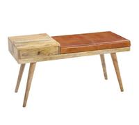 WOHNLING banc SALIM cuir banc solide bois hall banc de stockage placard banc