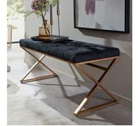Banc 2 places 90x44x46 cm pieds x en velours noir et métal doré