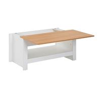 WOHNLING Basse Design 85 X 47 X 45 cm Blanc/chêne | Table de Salon avec rangements | Table Basse avec Compartiment de Rangement Moderne | Table Basse carrée