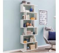 WOHNLING Bibliothèque 70x23 5x190 5 cm Blanche Forme Zigzag