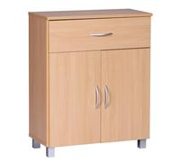 WOHNLING Buffet 60x30x75 cm Hêtre Marron avec Tiroir et Portes