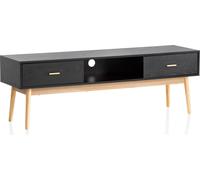 WOHNLING Buffet bas 150 cm Armoire TV noire Tiroirs Commode TV Chêne