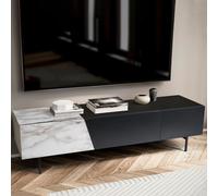 WOHNLING Buffet bas 150cm Armoire TV Table TV Armoire marbreReproduction blanc