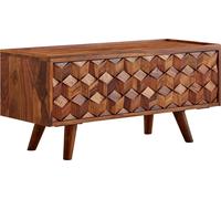 WOHNLING Buffet bas en bois massif de Sheesham 92x44x35 cm Commode TV avec porte rabattable, armoire TV design haute, table TV armoire TV moderne, commode TV salon