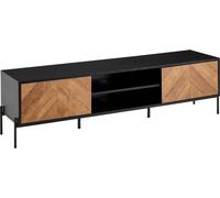 WOHNLING Buffet bas en bois noir /Reproduction chêne 163x45x40 cm Commode TV avec deux portes, armoire TV design haute, table TV armoire TV moderne, commode TV salon