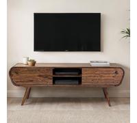 WOHNLING Buffet en bois massif de Sheesham 160 cm TV Board Rétro Tiroirs Compartiments