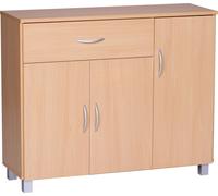 Wohnling Buffet en hêtre 90 x 75 cm avec 3 portes & 1 tiroir ; WL1.333