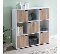 WOHNLING Buffet MASSA 89x29x91 cm Sonoma Bibliothèque 9 Compartiments