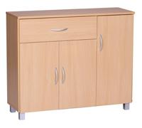 WOHNLING Buffet SETE 90x30x75 cm Hêtre avec 3 Portes, Commode