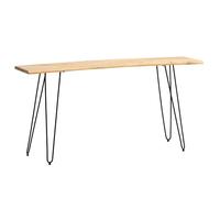 WOHNLING Bureau 150x36x75 cm Bois Massif Acacia Bord Naturel Noir | table d'ordinateur avec pieds épingle en métal, table de bureau pour télétravail, pièce unique, table de travail massive