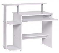 WOHNLING bureau d'ordinateur DENNIS blanc 94 x 90 x 48 cm avec tablette à clavier | Table d'ordinateur portable sans roulettes avec haut | Table PC avec plateau d'imprimante économie d'espace | Bureau pour les petits espac