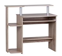 WOHNLING bureau d'ordinateur DENNIS Sonoma chêne 94 x 90 x 48 cm avec tablette à clavier | Table d'ordinateur portable sans roulettes avec haut | Table PC avec plateau d'imprimante économie d'espace | Bureau pour les peti