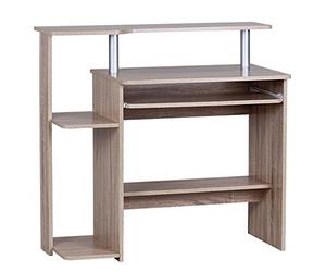 WOHNLING bureau d'ordinateur DENNIS Sonoma chêne 94 x 90 x 48 cm avec tablette à clavier | Table d'ordinateur portable sans roulettes avec haut | Table PC avec plateau d'imprimante économie d'espace | Bureau pour les peti