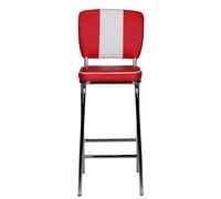 WOHNLING Chaise de Bar Américain Diner 40x38x110 cm Rétro Rouge Blanche | tabouret de bar style années 50, tabouret de comptoir rembourré jusqu'à 110 kg, chaise bistrot bicolore avec dossier