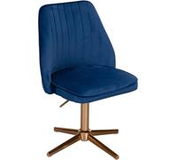 Chaise de bureau WOHNLING chaise pivotante design velours bleu foncé avec dossier | chaise coque 120 kg réglable en hauteur | Chaise de travail sans roulettes | Chaise bureau bureau à domicile Rotatif
