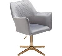 Wohnling Chaise de bureau chaise pivotante design velours gris avec dossier | chaise coque 120 kg réglable en hauteur | Chaise de travail sans roulettes | Chaise bureau bureau à domicile Rotatif