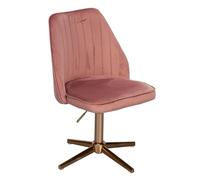 WOHNLING Chaise de Bureau Chaise pivotante Design Velours Rose avec Dossier | Chaise Coque 120 kg réglable en Hauteur | Chaise de Travail sans roulettes | Chaise Bureau Bureau à Domicile Rotatif