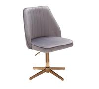 WOHNLING Chaise de Bureau Pivotante en Velours Gris | Design avec Dossier | Coque 120 kg Réglable en Hauteur | Sans Roulettes | Pour Bureau à Domicile Rotatif