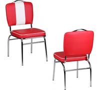 WOHNLING Elvis American Diner des années 50 Retro | Siège rembourré avec Dossier | Chaise de Salle à Manger Couleur Rouge Blanc