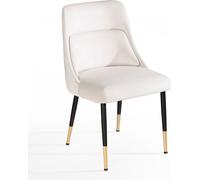 WOHNLING Chaise de salle à manger en velours Beige Chaise de cuisine à coque Moderne Rembourrée