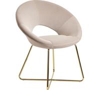 WOHNLING Chaise de salle à manger en velours beige Chaise de cuisine avec pieds dorés, Chaise coque tissu / métal, Chaise rembourrée design, Chaise salle à manger rembourrée