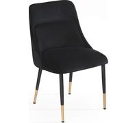 WOHNLING Chaise de salle à manger en velours noir Chaise de cuisine à coque Moderne Rembourrée