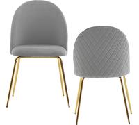 WOHNLING Chaise de salle à manger (lot de 2) Gris Velours Chaise de cuisine à coque Chaise rembourrée